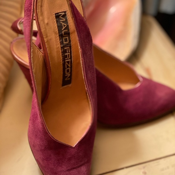 Vintage designer raspberry suede heels size 5 - Picture 4 of 4